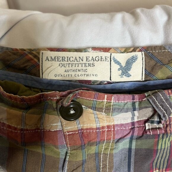 Mens American Eagle Plaid Casual Shorts Sz 32 100% Cotton - Picture 2 of 5